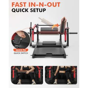 GMWD Hip Thrust Machine, 800LBS Plate-Loaded Glute Bridge Machine with Weight Holder, Heavy Duty Butt Exercise Equipment for Glute Muscles Building and Butt Shaping, Adjustable Footboard, Red