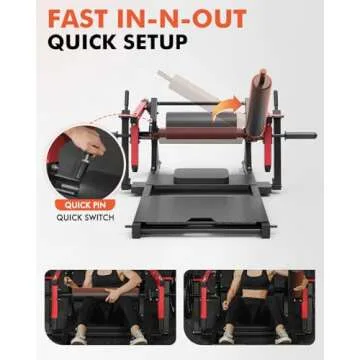 GMWD Hip Thrust Machine, 800LBS Plate-Loaded Glute Bridge Machine with Weight Holder, Heavy Duty Butt Exercise Equipment for Glute Muscles Building and Butt Shaping, Adjustable Footboard, Red