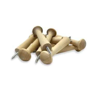 Screw-On Shaker Pegs Birch Hardwood - 2.9-Inch Wood Length Plus Hangerbolt - 25-Pack