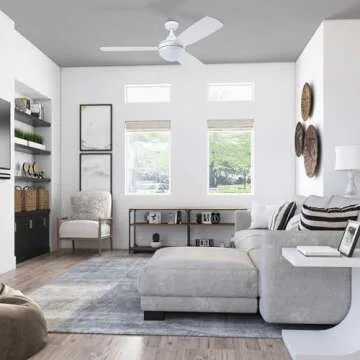 Prominence Home 80034-01 Calico Modern/Contemporary Ceiling Fan with Remote Control, Integrated LED ...