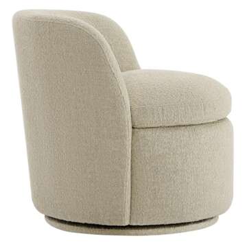 CHITA Swivel Barrel Chair, FSC Certified Comfy Upholstered Boucle Accent Chair for Living Room, Oatmeal
