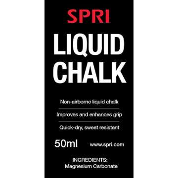 SPRI Liquid Chalk 50ml Bottle - Works as Gym Chalk, Lifting Chalk, Rock Climbing Chalk, Weightlifting Chalk - Dries Instantly, Use Alone or with Powdered Chalk Ball or Bag