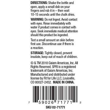 SPRI Liquid Chalk 50ml Bottle - Works as Gym Chalk, Lifting Chalk, Rock Climbing Chalk, Weightlifting Chalk - Dries Instantly, Use Alone or with Powdered Chalk Ball or Bag