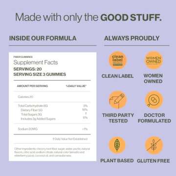 Hilma Prebiotic Fiber Gummies, Daily Fiber Supplement, Gummies for Adults, Supports Gut Health for Women and Promotes Regularity, Citrus and Berry Natural Flavor, FSA Eligible, 60 Count