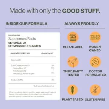 Hilma Prebiotic Fiber Gummies, Daily Fiber Supplement, Gummies for Adults, Supports Gut Health for Women and Promotes Regularity, Citrus and Berry Natural Flavor, FSA Eligible, 60 Count