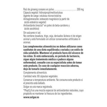 Solgar Korean Ginseng Root Extract, 60 Vegetable Capsules - Immune Support - Standardized, Full Pote...