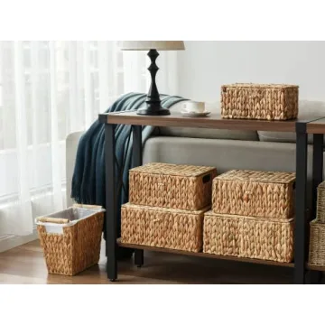 Stylish Handcrafted Wicker Waste Basket for Home and Office