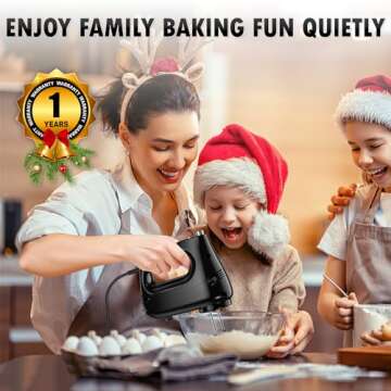 GUALIU Electric Hand Mixer with Stainless Steel Whisk, Dough Hook Attachment and Storage Bag, Handhe...