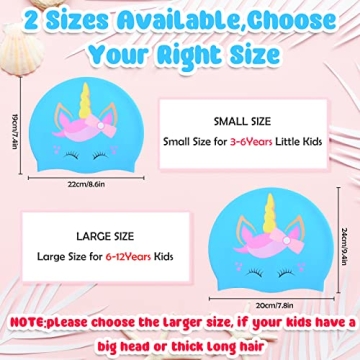 Kids Swim Cap Waterproof Silicone Caps for Age 3-12