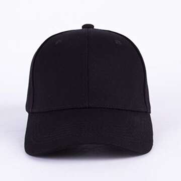 LANGZHEN Baseball Dad Cap 100% Cotton Fits Men Women Classic Adjustable Plain Hat(Structured-Black)