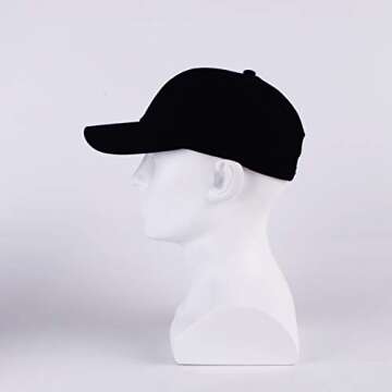 LANGZHEN Baseball Dad Cap 100% Cotton Fits Men Women Classic Adjustable Plain Hat(Structured-Black)