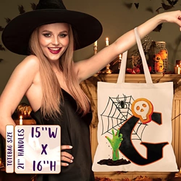 Halloween Initial Tote Bags for Kids and Adults - Reusable