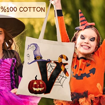 Halloween Initial Tote Bags for Kids and Adults - Reusable