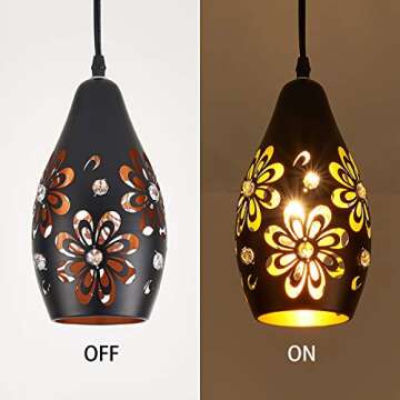 YLONG-ZS Farmhouse Hanging Lights Fixtures with 16.4 FT Plug in Cord Black and Gold Metal Pendant Li...