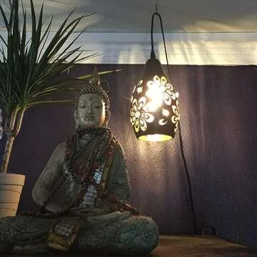 YLONG-ZS Farmhouse Hanging Lights Fixtures with 16.4 FT Plug in Cord Black and Gold Metal Pendant Light Cage in-Line On/Off Dimmer Switch Rustic Swag Ceiling Lamps for Living Room,Bedroom,Corner