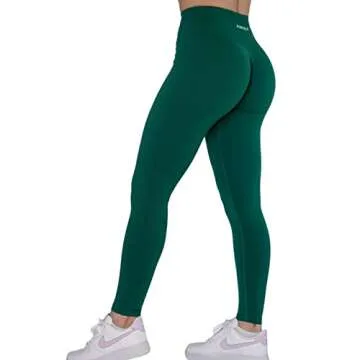 AUROLA Intensify Workout Leggings for Women Seamless Scrunch Tights Tummy Control Gym Fitness Girl Sport Active Yoga Pants (M, Alpine Green)