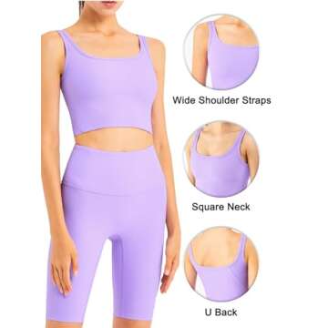 Chilylori Longline Sports Bra Ribbed Workout Crop Top Tank Tops for Women Yoga Tops for Women Workout Tops Fitness Sport Bra Workout Tops for Women Sports Bra Purple L