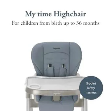 Inglesina My time Highchair, Sugar - Adjustable High Chair for Babies & Toddlers, 4 Height & 3 Recline Settings, Collapsible, Tool-Free Assembly, BPA Free, Removable Tray for Easy Cleaning