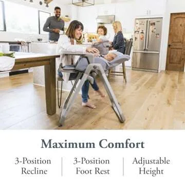 Inglesina My time Highchair, Sugar - Adjustable High Chair for Babies & Toddlers, 4 Height & 3 Recline Settings, Collapsible, Tool-Free Assembly, BPA Free, Removable Tray for Easy Cleaning