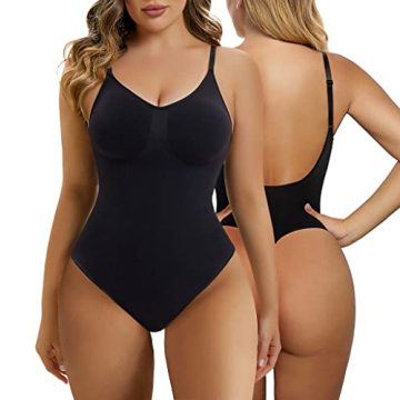 SHAPERX Women's Low Back Tummy Control Bodysuit