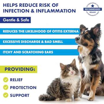Cat & Dog Ear Cleaner Drops & Wash Solution - Yeast Otic Infection Treatment & Itchy Ear Relief for ...