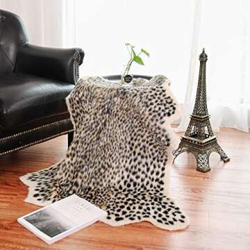 Leopard Print Rug, Cute Faux Cheetah Cowhide Skin Fur Rug Animal Printed Area Rug Carpet for Home Office, Livingroom, Bedroom