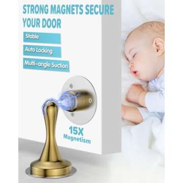 Door Stoppers Magnetic Door Catch - 2 Pack Stainless Steel Heavy Duty Door Stops for Bottom of Door,...