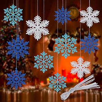 Vibrant Glitter Snowflake Christmas Decorations in 3 Colors