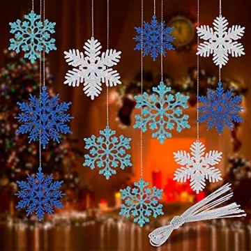 Vibrant Glitter Snowflake Christmas Decorations in 3 Colors