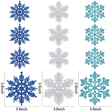 Vibrant Glitter Snowflake Christmas Decorations in 3 Colors