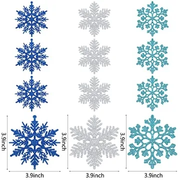 Vibrant Glitter Snowflake Christmas Decorations in 3 Colors