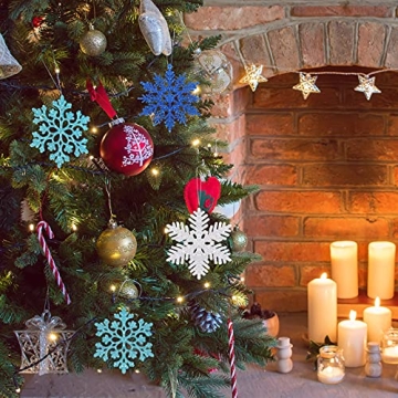 Vibrant Glitter Snowflake Christmas Decorations in 3 Colors