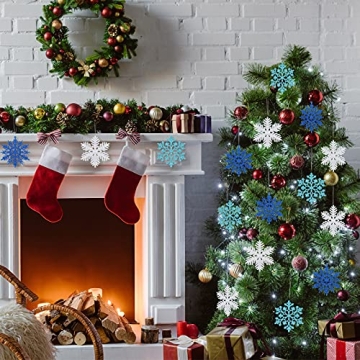 Vibrant Glitter Snowflake Christmas Decorations in 3 Colors