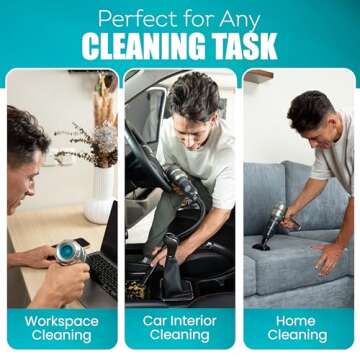 Assani 3 in 1 Portable Cordless Car Vacuum Cleaner with 15000PA High Power Suction & Air Duster Up t...