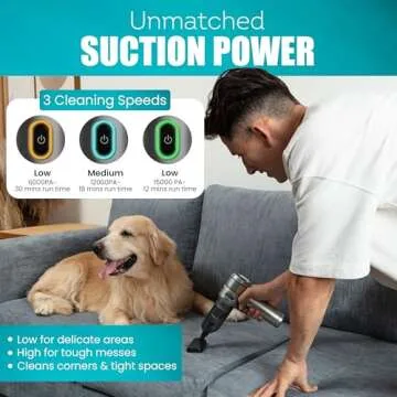 Assani 3 in 1 Portable Cordless Car Vacuum Cleaner with 15000PA High Power Suction & Air Duster Up to 30 Mins Runtime - Rechargeable Wireless Handheld Mini Car Vacuum with Carry Case & Flexible Hose