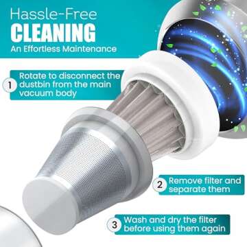 Assani 3 in 1 Portable Cordless Car Vacuum Cleaner with 15000PA High Power Suction & Air Duster Up to 30 Mins Runtime - Rechargeable Wireless Handheld Mini Car Vacuum with Carry Case & Flexible Hose