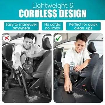 Assani 3 in 1 Portable Cordless Car Vacuum Cleaner with 15000PA High Power Suction & Air Duster Up to 30 Mins Runtime - Rechargeable Wireless Handheld Mini Car Vacuum with Carry Case & Flexible Hose