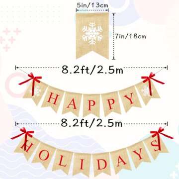 VILIFEVER Happy Holidays Banner Burlap, Christmas Decorations for Home Office, Christmas Banner for ...