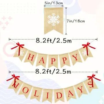 VILIFEVER Happy Holidays Banner Burlap, Christmas Decorations for Home Office, Christmas Banner for ...