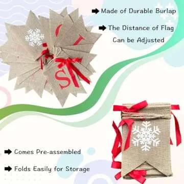 VILIFEVER Happy Holidays Banner Burlap, Christmas Decorations for Home Office, Christmas Banner for Fireplace Mantel Indoor Outdoor Decor, Christmas Holiday Sign Xmas Party Supplies