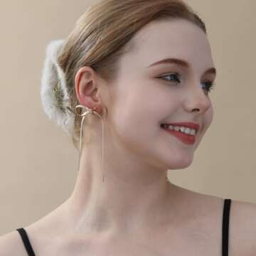 ASCONA 925 Sterling Silver Post Gold Silver Bow Earrings Women Ribbon Stud Earrings Gift (Tassel Gold)