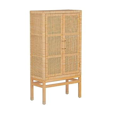 Tov Furniture Amara Natural Woven Rattan Wall Cabinet – Timeless Elegance for Your Space