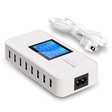 60W/12A 8-Port Desktop Charging Station Multiple USB, Multi Port Travel Fast Wall Charger Hub with L...