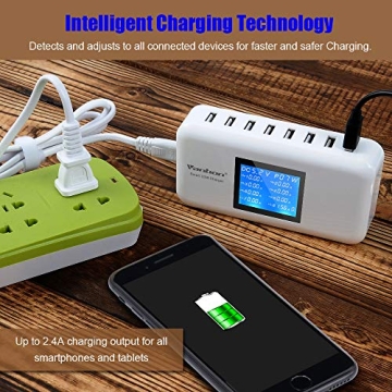 60W 8-Port Charging Station with LCD Display for Smart Devices