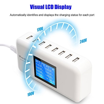 60W 8-Port Charging Station with LCD Display for Smart Devices