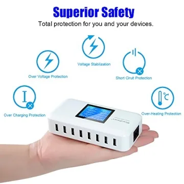 60W 8-Port Charging Station with LCD Display for Smart Devices