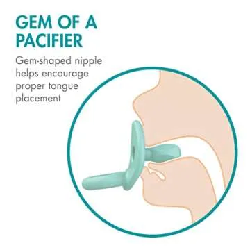 Boon Jewl Silicone Orthodontic Pacifier - Baby Pacifier with Soothing Gem Shaped Nipple - Comfortable Newborn Pacifiers Support Natural Oral Muscular Development - Blue - 4 Count - 0+ Months