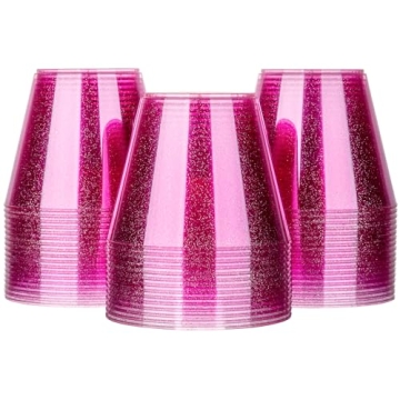 Homy Feel Pink Glitter Cups - 100 Durable Party Cups