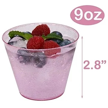 Homy Feel Pink Glitter Cups - 100 Durable Party Cups