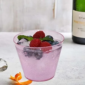 Homy Feel Pink Glitter Cups - 100 Durable Party Cups